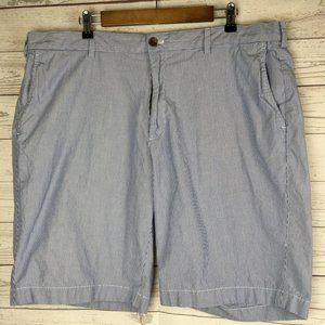 Brooks Brothers Mens Shorts 42 Blue White Striped Conductor Flat Front Cotton
